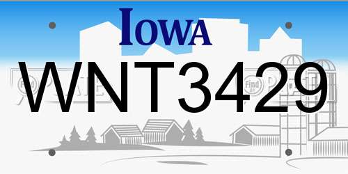 WNT3429 Iowa License Plate