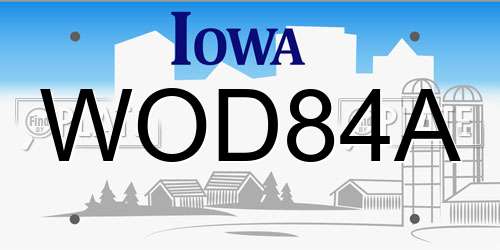 WOD84A Iowa License Plate