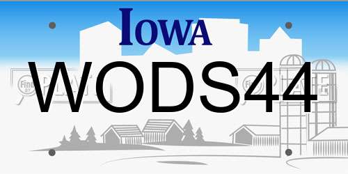 WODS44 Iowa License Plate