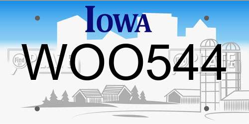 WOO544 Iowa License Plate