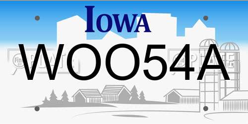 WOO54A Iowa License Plate