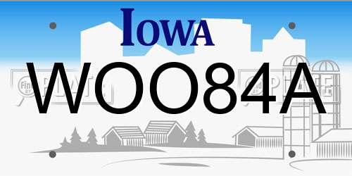 WOO84A Iowa License Plate