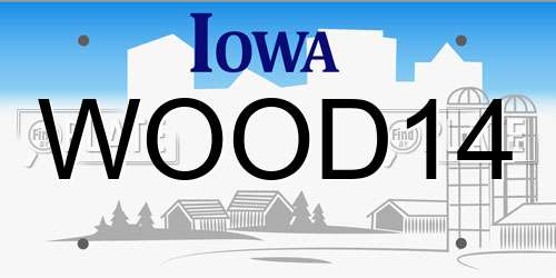 WOOD14 Iowa License Plate