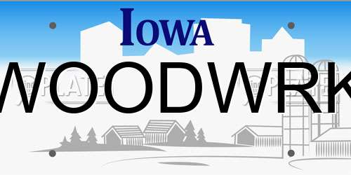 WOODWRK Iowa License Plate