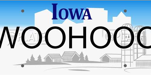 WOOHOOO Iowa License Plate