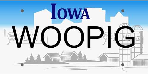 WOOPIG Iowa License Plate