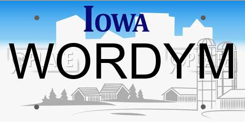 WORDYM Iowa License Plate
