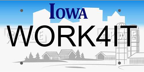 WORK4IT Iowa License Plate