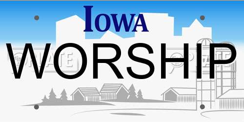 WORSHIP Iowa License Plate