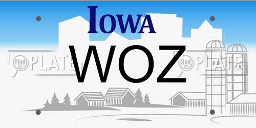 WOZ Iowa License Plate