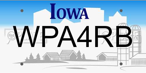 WPA4RB Iowa License Plate