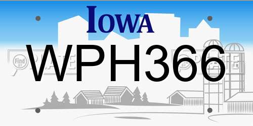 WPH366 Iowa License Plate