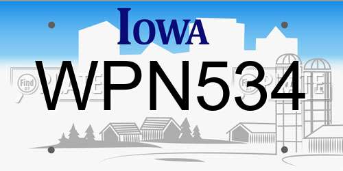 WPN534 Iowa License Plate