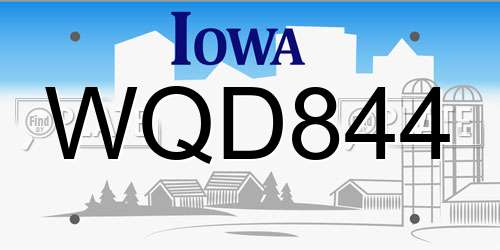 WQD844 Iowa License Plate