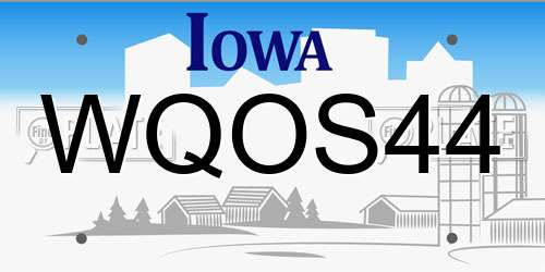 WQOS44 Iowa License Plate