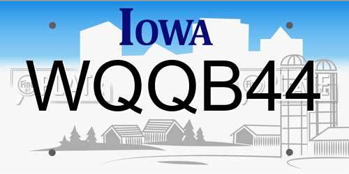 WQQB44 Iowa License Plate