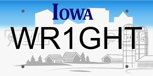 WR1GHT Iowa License Plate