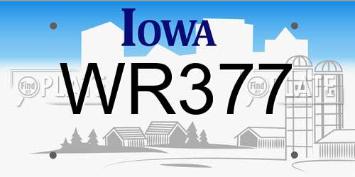 WR377 Iowa License Plate