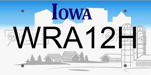 WRA12H Iowa License Plate