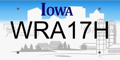 WRA17H Iowa License Plate