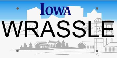 WRASSLE Iowa License Plate