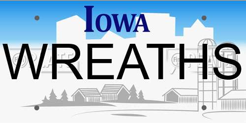 WREATHS Iowa License Plate