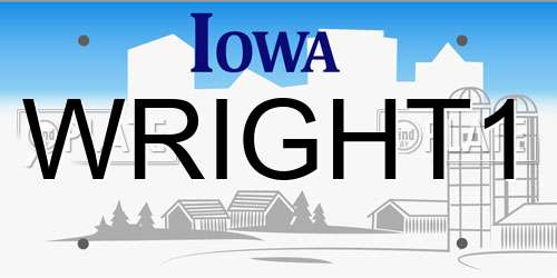 WRIGHT1 Iowa License Plate