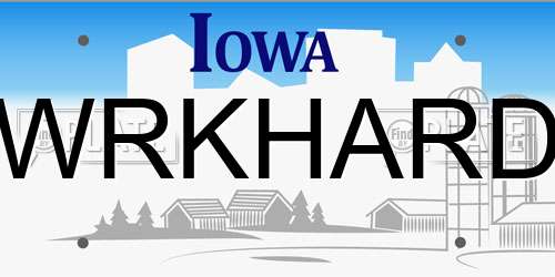 WRKHARD Iowa License Plate