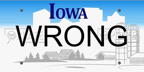 WRONG Iowa License Plate
