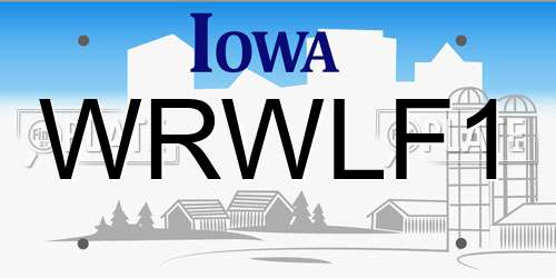 WRWLF1 Iowa License Plate
