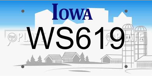 WS619 Iowa License Plate