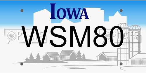 WSM80 Iowa License Plate