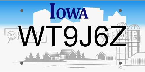 WT9J6Z Iowa License Plate