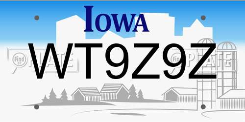 WT9Z9Z Iowa License Plate