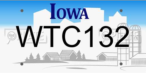 WTC132 Iowa License Plate