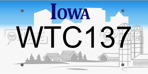 WTC137 Iowa License Plate
