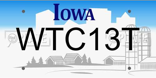 WTC13T Iowa License Plate