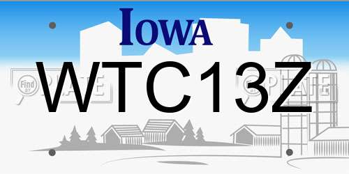 WTC13Z Iowa License Plate