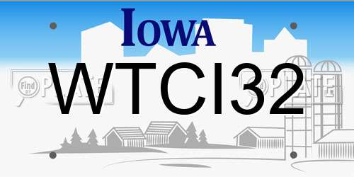 WTCI32 Iowa License Plate