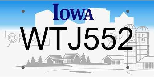 WTJ552 Iowa License Plate