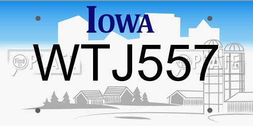 WTJ557 Iowa License Plate