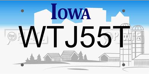 WTJ55T Iowa License Plate