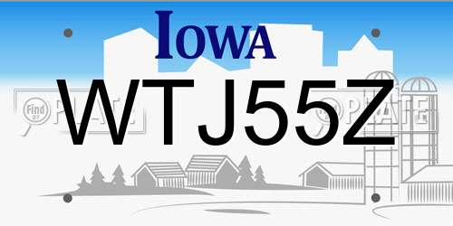WTJ55Z Iowa License Plate