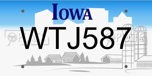 WTJ587 Iowa License Plate