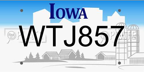 WTJ857 Iowa License Plate