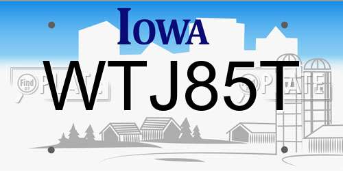 WTJ85T Iowa License Plate