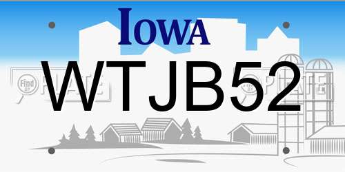 WTJB52 Iowa License Plate