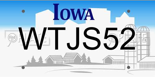 WTJS52 Iowa License Plate