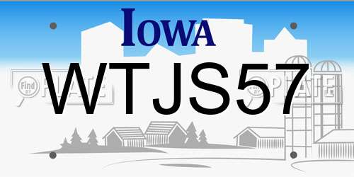 WTJS57 Iowa License Plate