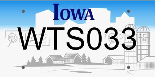 WTS033 Iowa License Plate